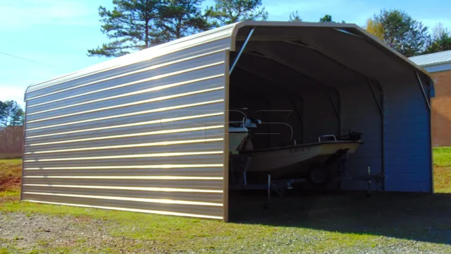 20' wide x 31' long regular style carport with sides and back closed