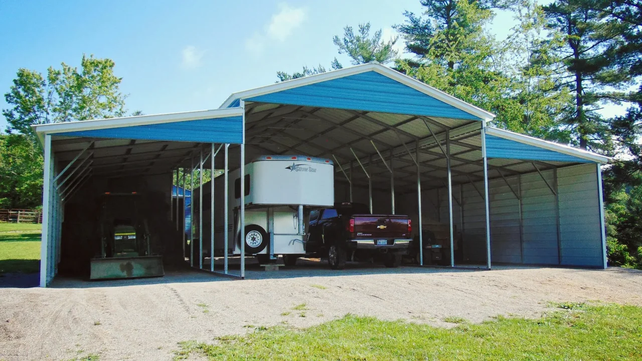 48' x 36' Vertical Roof with 2 12' x 36' Lean to Both sides closed & 2 ends closed