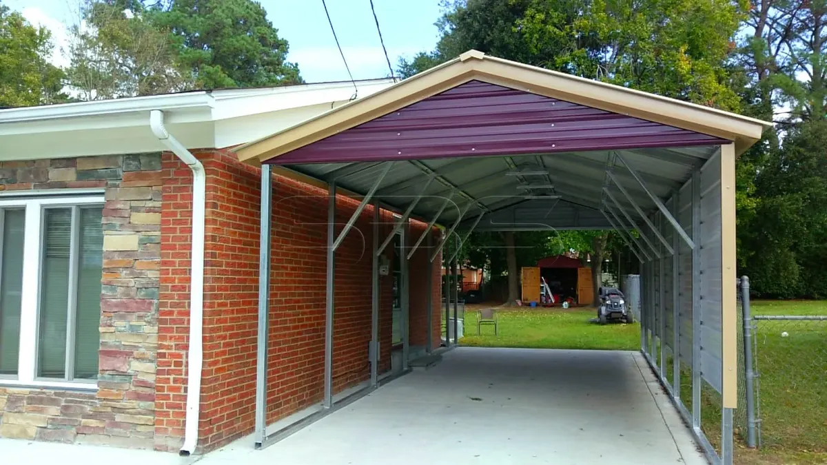 12x31 Partially Closed Metal Carport - Image 1