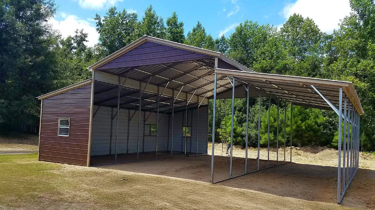 42x36 Vertical Roof Metal Barn with Lean to's - Image 1
