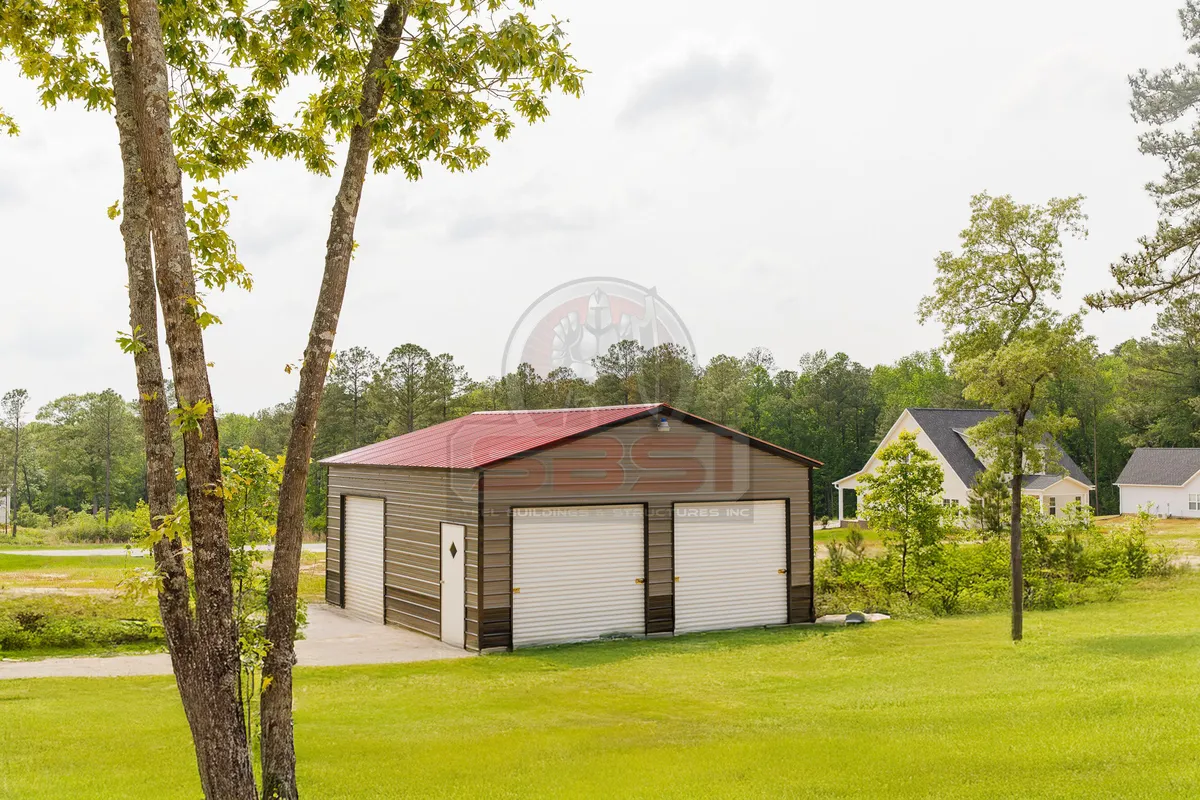 20x21 Two Car Metal Garage - Image 1