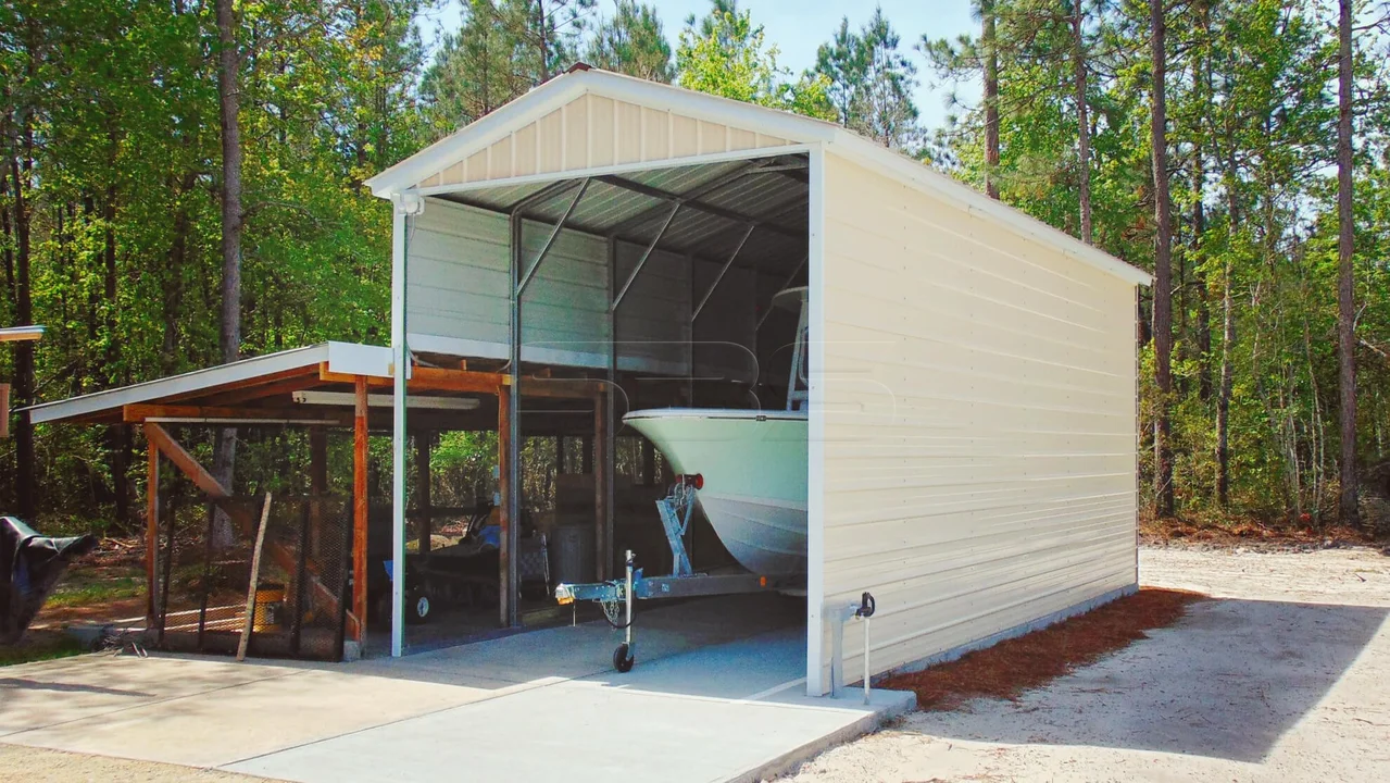 Custom carport for boat storage