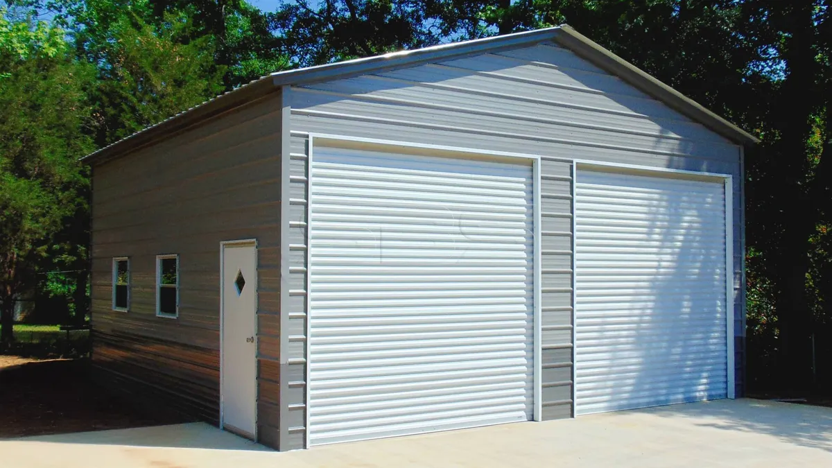 24x26 Two Car Metal Garage - Image 1