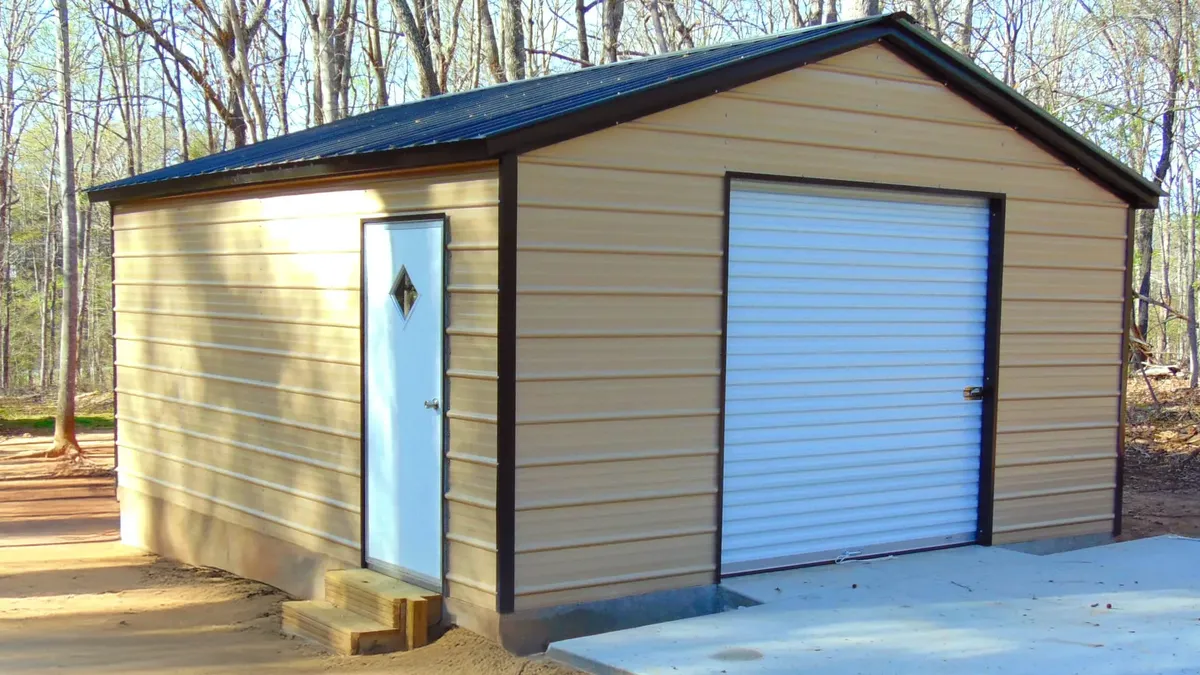 20x21 One Car Metal Garage - Image 1