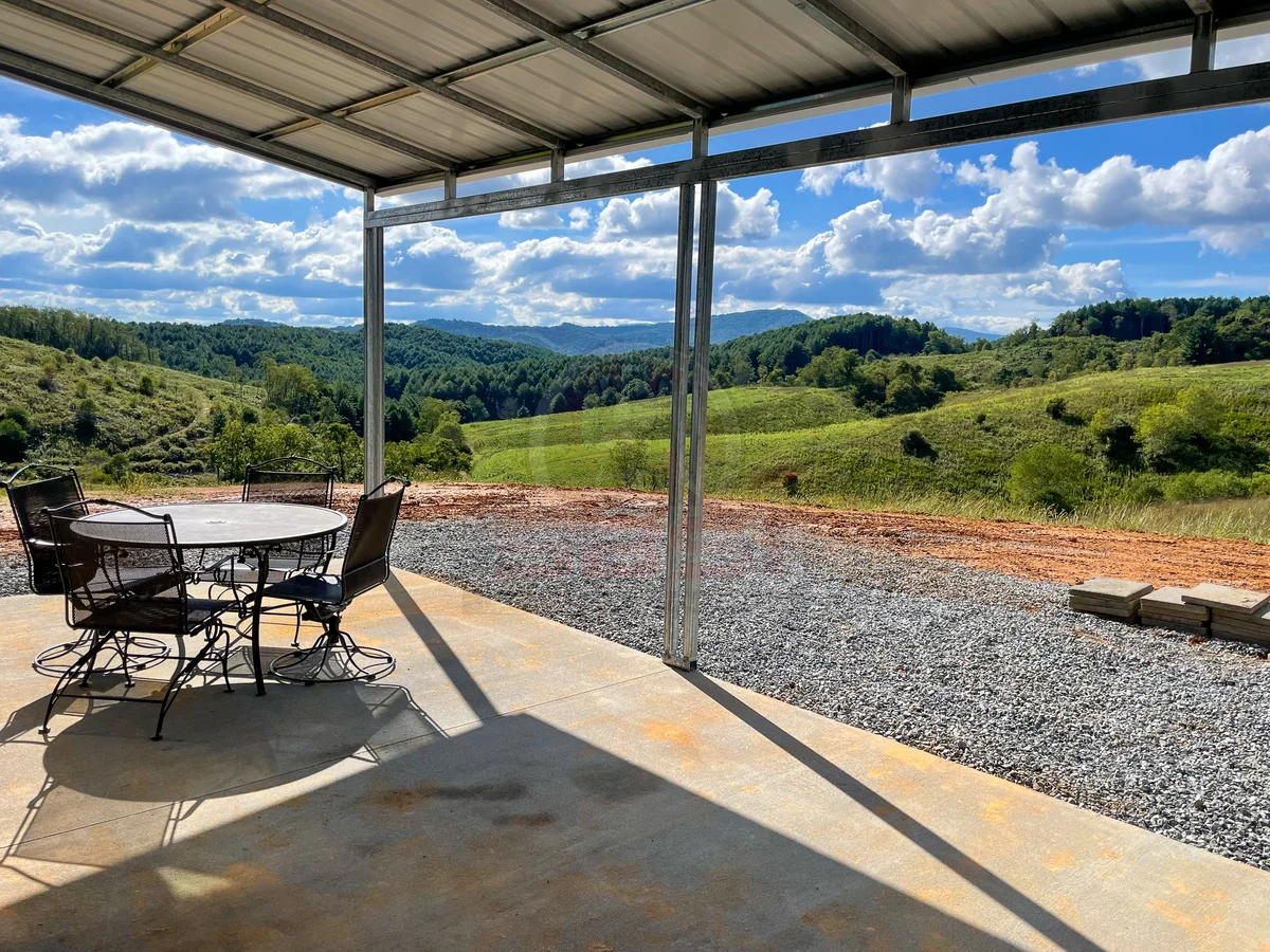 patio under metal lean-to