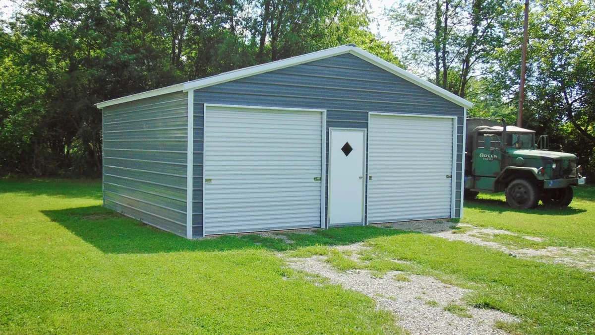 24x21 Vertical Roof Enclosed Metal Garage - Image 1